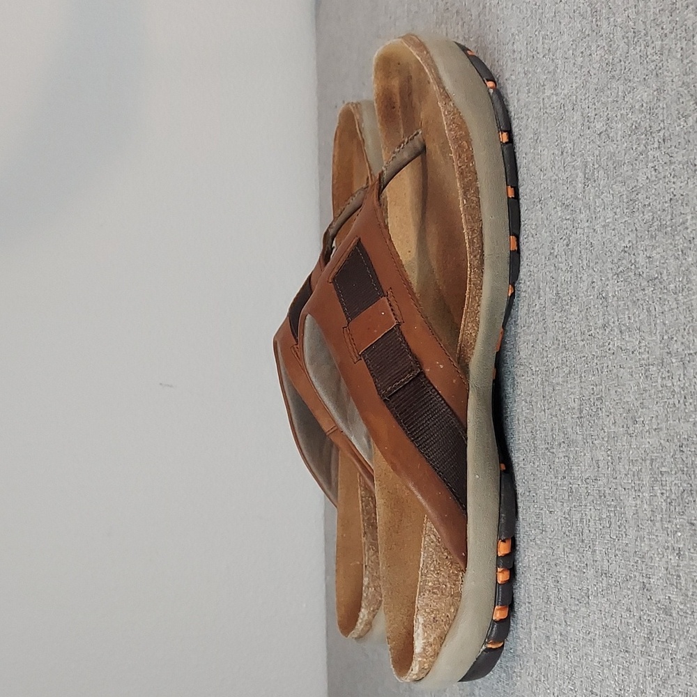Naot Panorama Tobacco Leather Flip Flop Cork Footbed Sandals US 9 EU 42